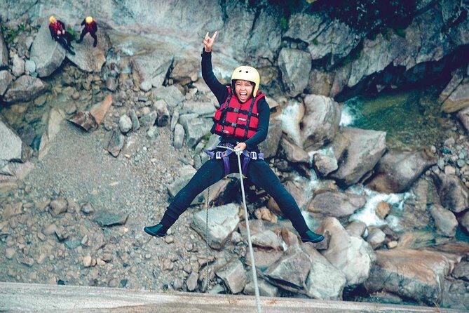 Canyoning Experience Grimsel from Interlaken - The Main Event: The Compulsory 50m Rappel Into the Canyon