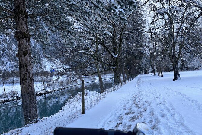 Interlaken Valley Winter E-Bike Tour: Rivers, Lakes & Castles - Passing Bönigen and then turning toward Lake Brienz