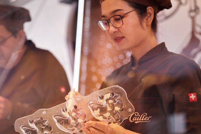 Maison Cailler chocolate factory Visit - The on-site café and the dark hot chocolate moment