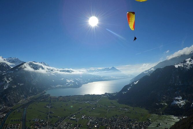Tandem Paragliding Experience from Interlaken - What you’ll actually see: Lake Thun, Brienz, Jungfrau, and Harder Kulm